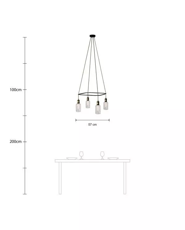 Deckenleuchte Cage Crystal mit 4 Aufhängungen