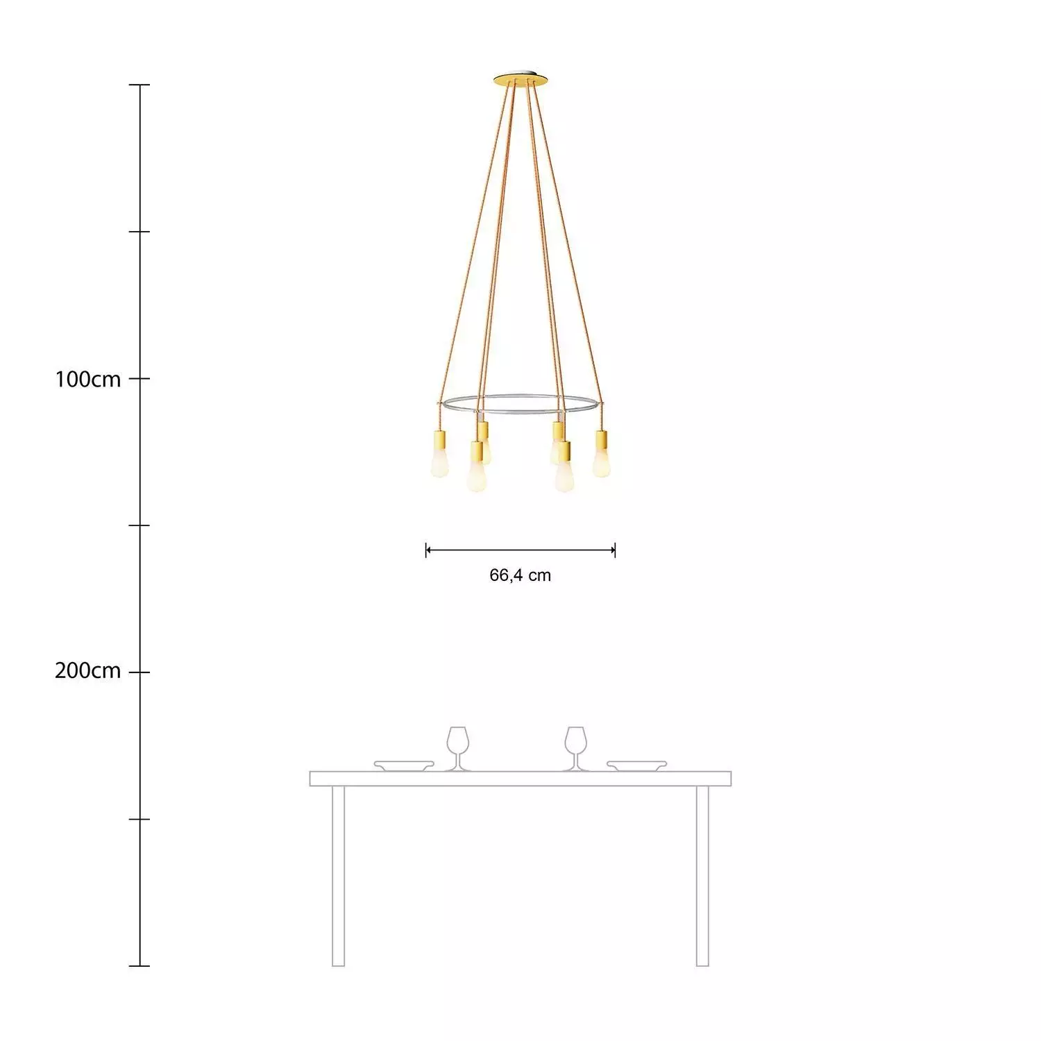 Deckenleuchte Cage Edison ST64 mit 6 Aufhängungen