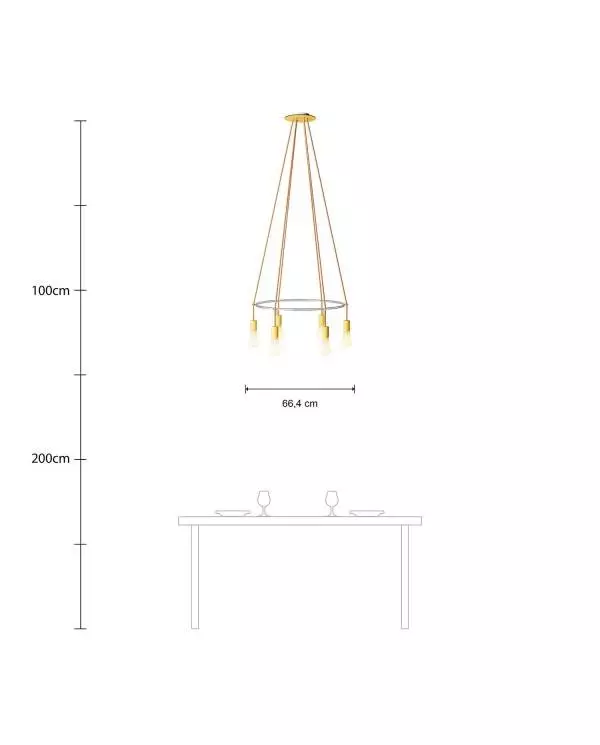 Deckenleuchte Cage Edison ST64 mit 6 Aufhängungen