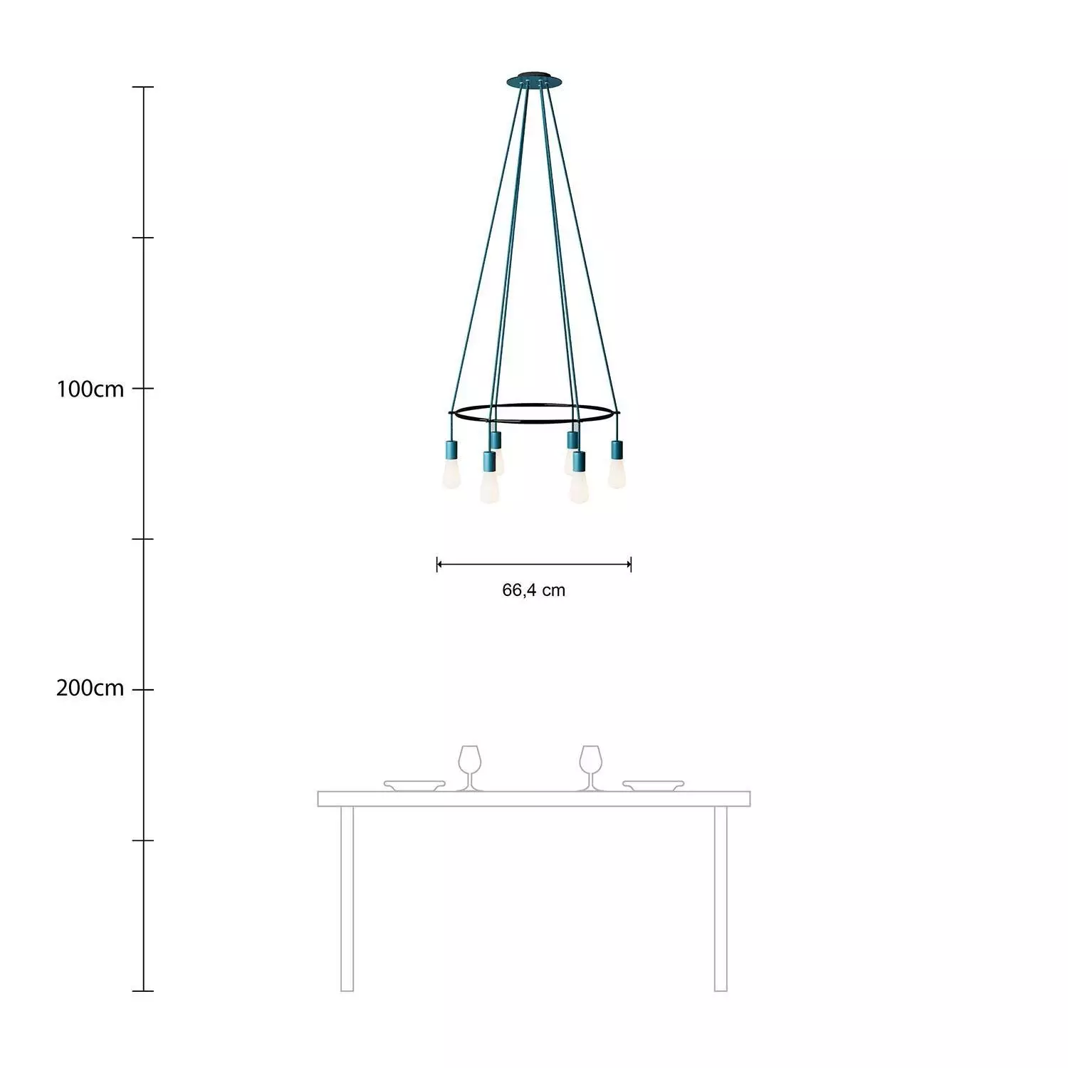 Deckenleuchte Cage Edison ST64 mit 6 Aufhängungen