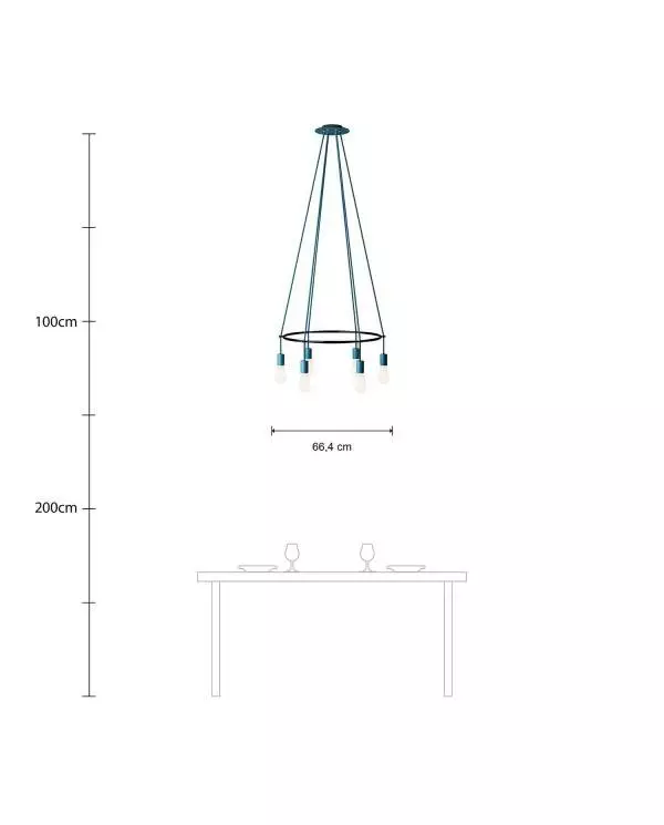 Deckenleuchte Cage Edison ST64 mit 6 Aufhängungen