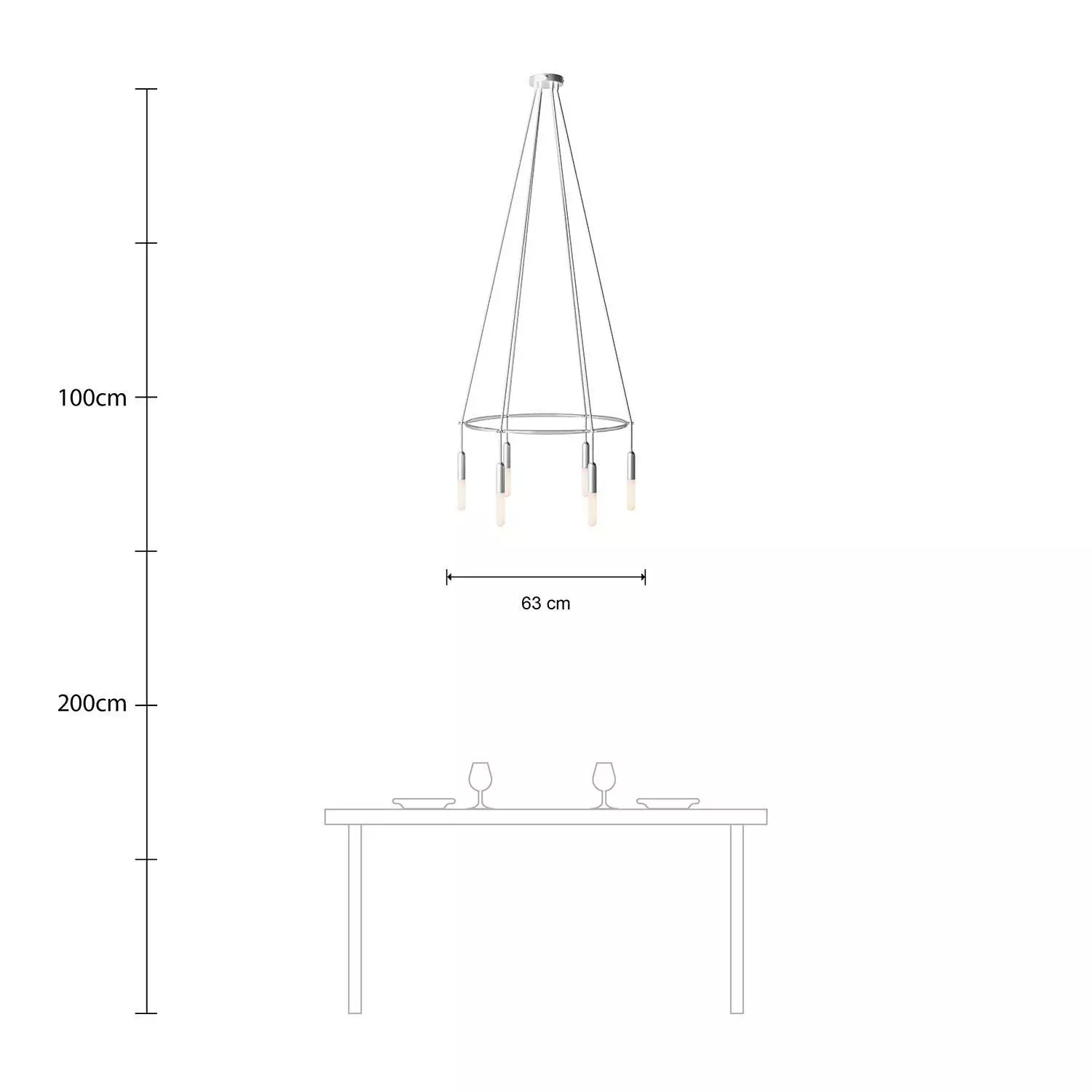 Deckenleuchte Cage P-Light mit 6 Aufhängungen