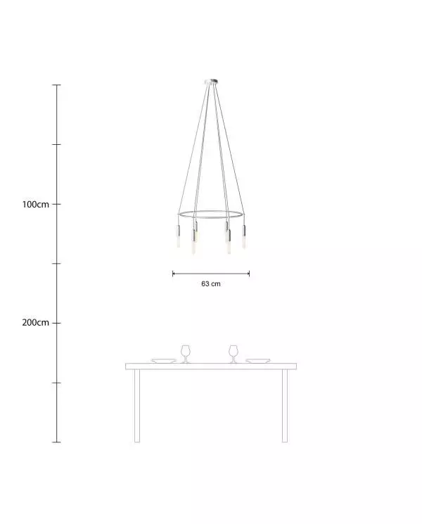 Deckenleuchte Cage P-Light mit 6 Aufhängungen