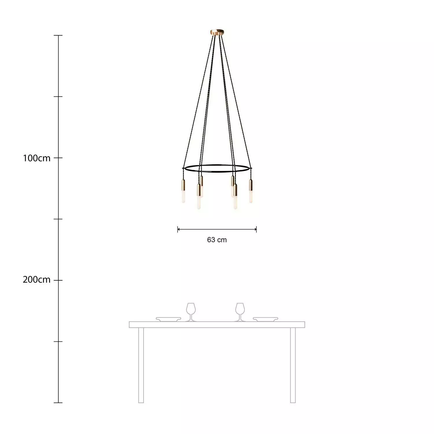 Deckenleuchte Cage P-Light mit 6 Aufhängungen