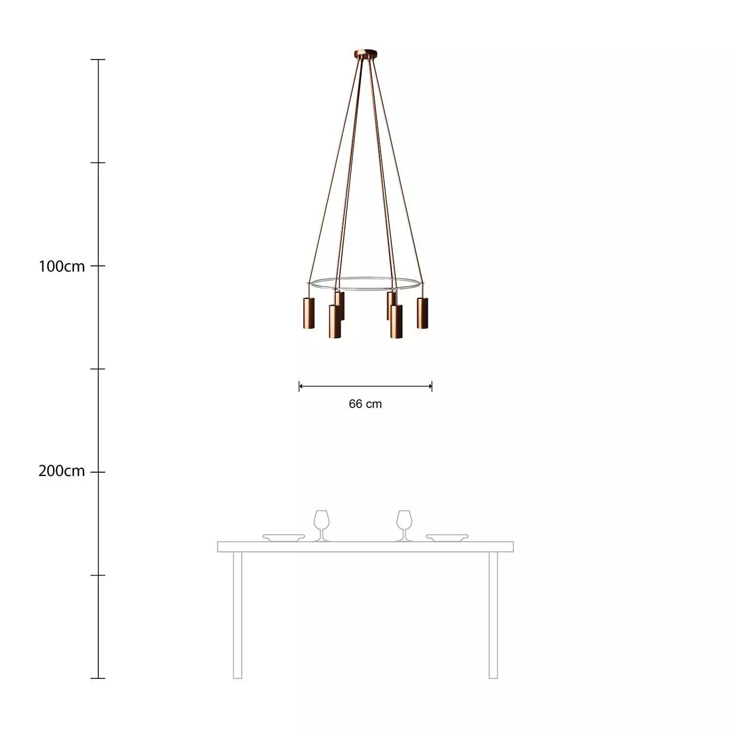 Deckenleuchte Cage Tub-E14 mit 6 Aufhängungen