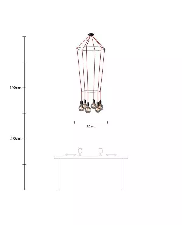 Deckenleuchte 2 Cage Globe mit 6 Aufhängungen