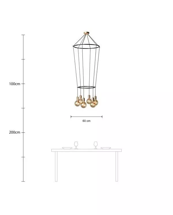 Deckenleuchte 2 Cage Globe mit 6 Aufhängungen