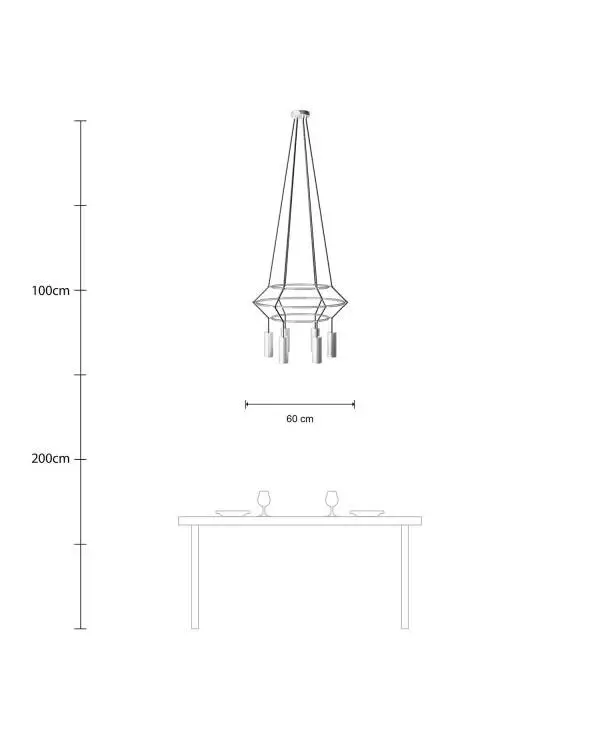 Deckenleuchte 3 Cage Tub-E14 mit 4 Aufhängungen