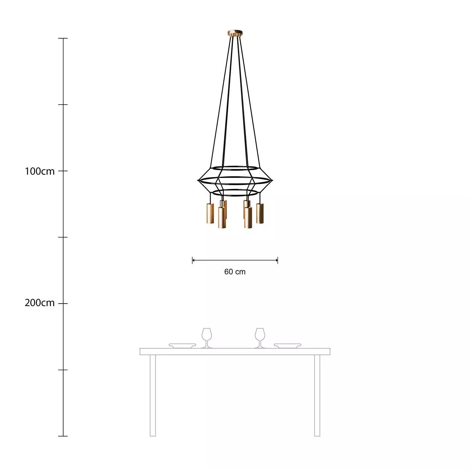 Deckenleuchte 3 Cage Tub-E14 mit 4 Aufhängungen