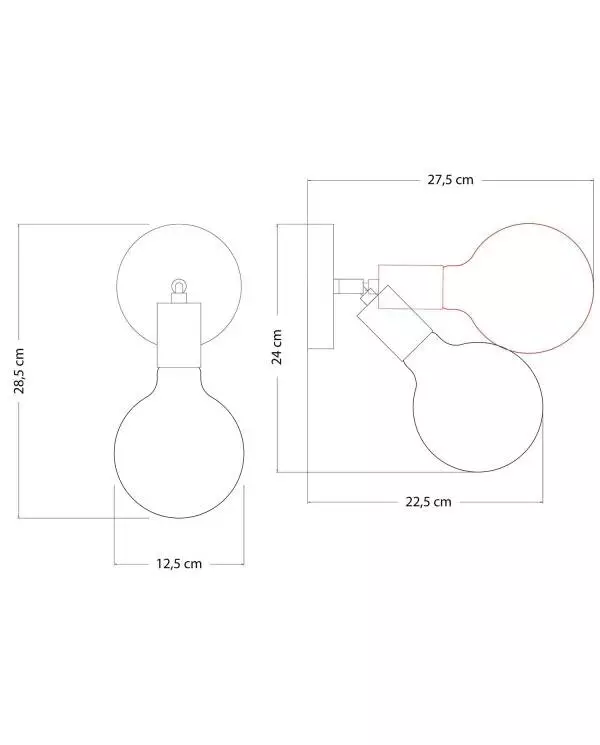 Fermaluce Metall-Leuchte mit Schwenkgelenk und Globe Glühbirne mit Porzellan-Effekt